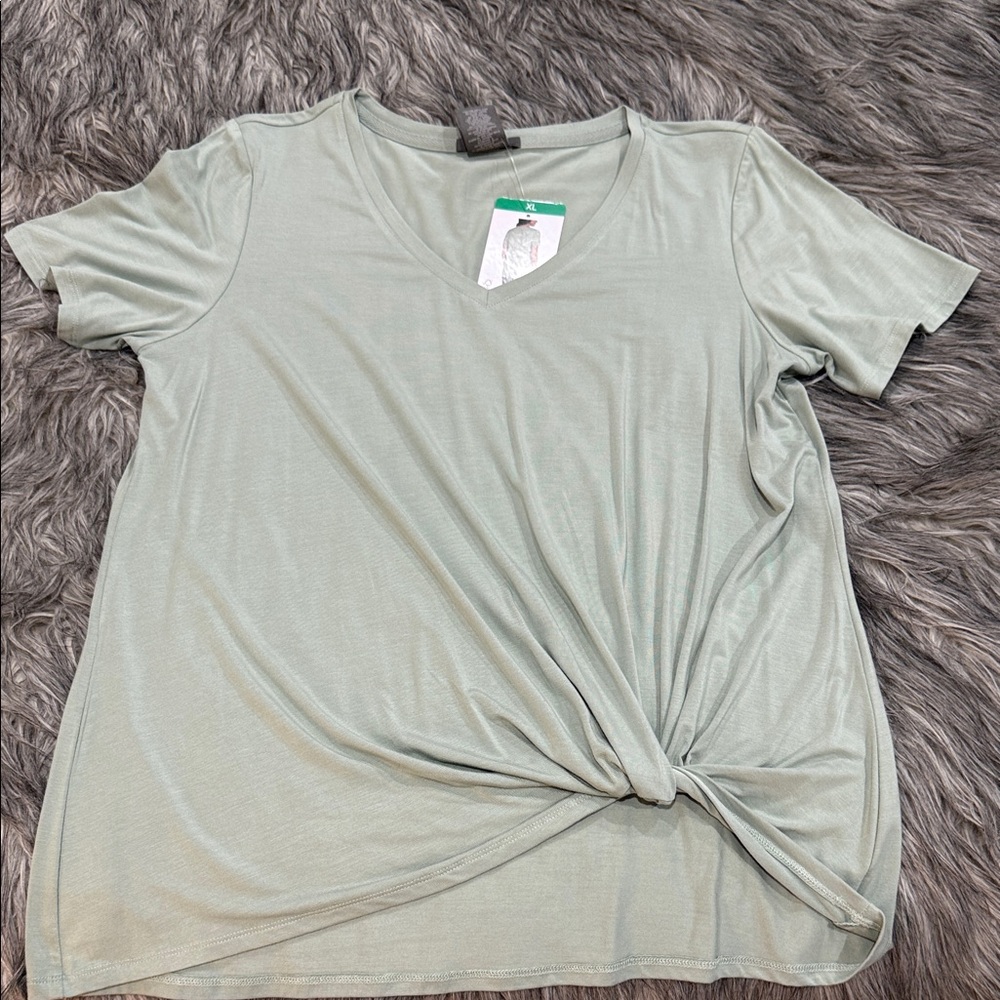 Matty M Women's Sage Green Knot Front Top
